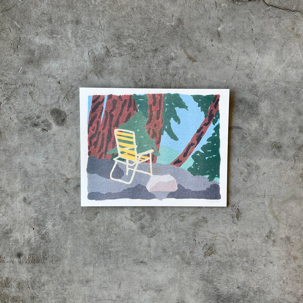 We are out of Office - A Gouache Painting of A Yellow Chair Risograph Print - Shop Duet