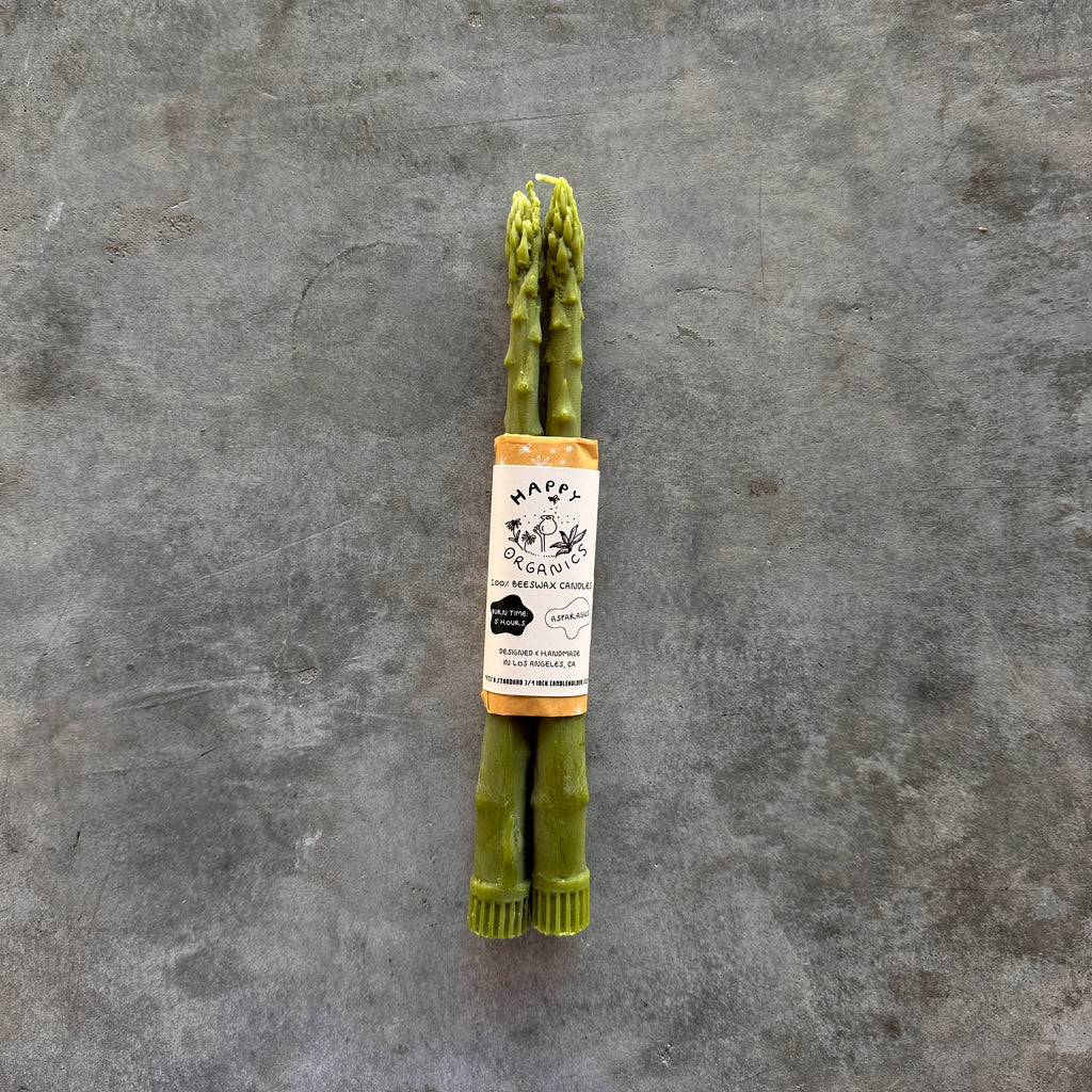 Happy Organics - Asparagus Beeswax Taper Candles - Shop Duet
