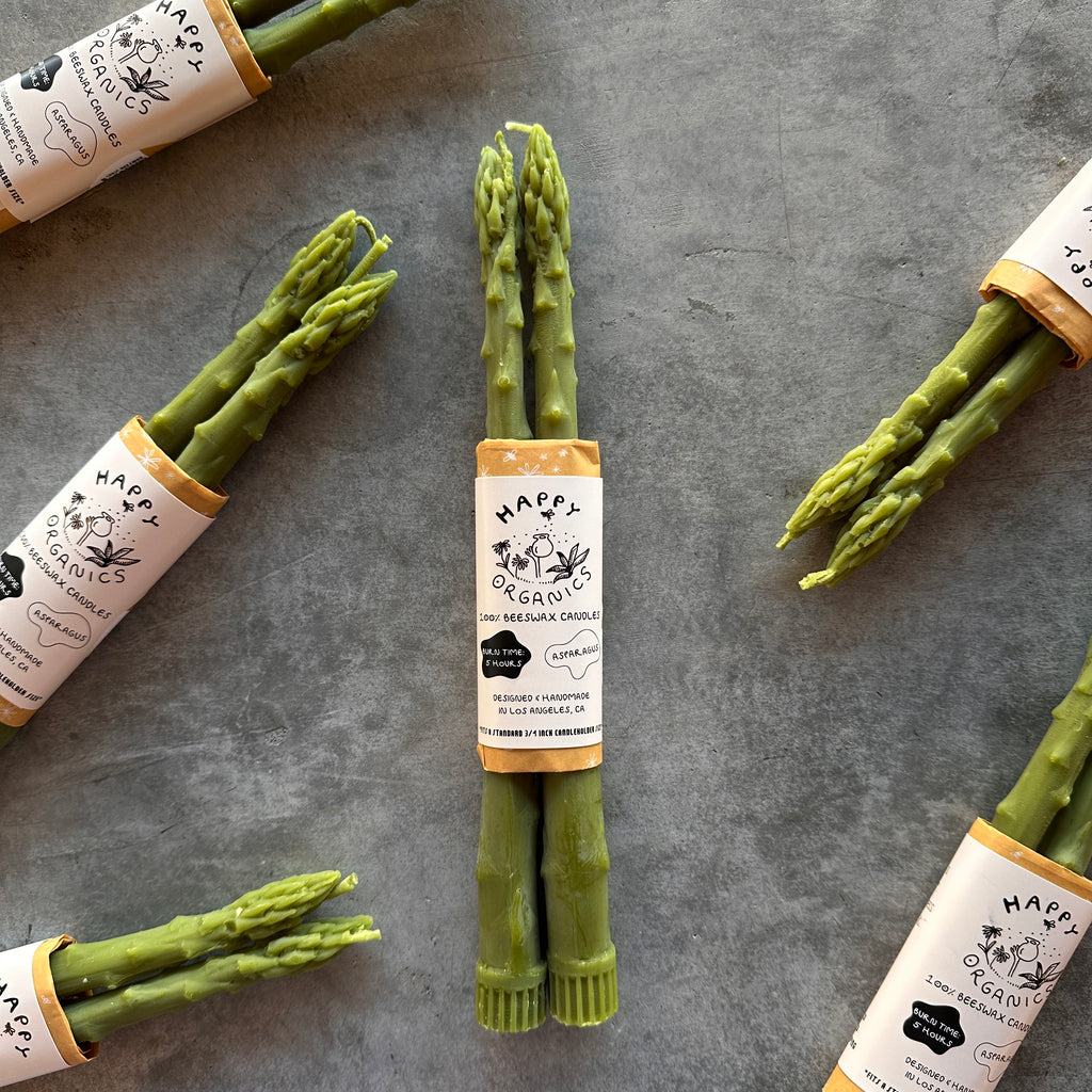 Happy Organics - Asparagus Beeswax Taper Candles - Shop Duet