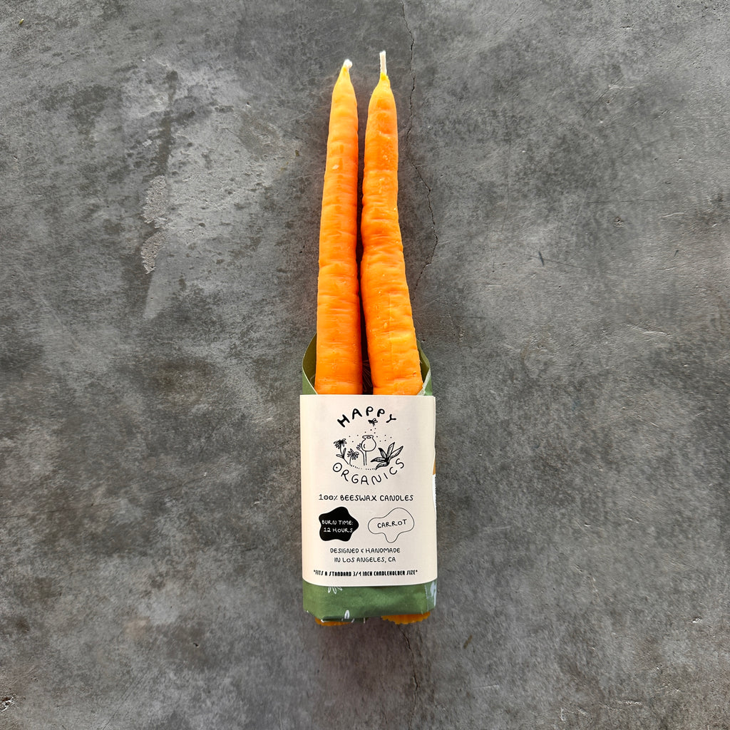 Happy Organics - Carrot Beeswax Taper Candles - Shop Duet