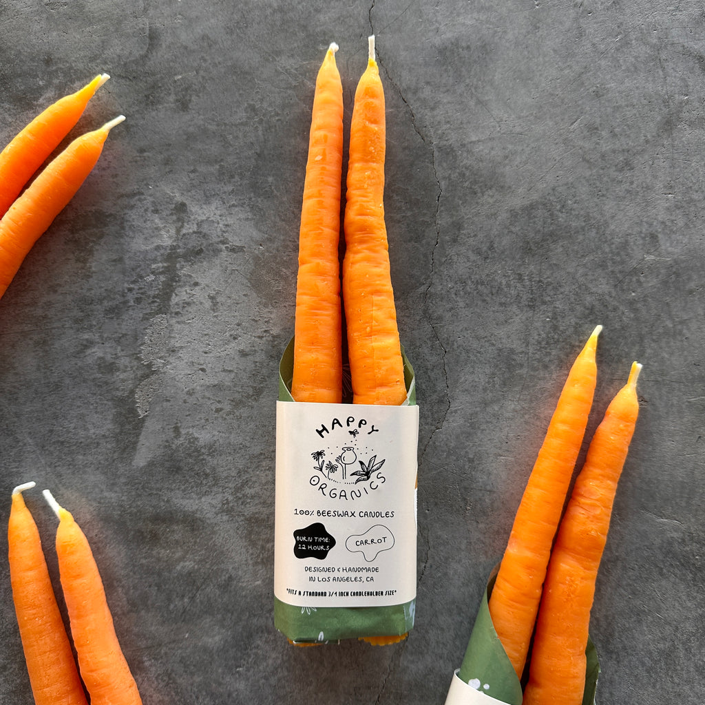 Happy Organics - Carrot Beeswax Taper Candles - Shop Duet