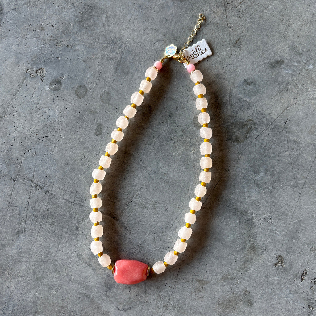 Jill Makes - Pale Pink Beaded Necklace - Shop Duet