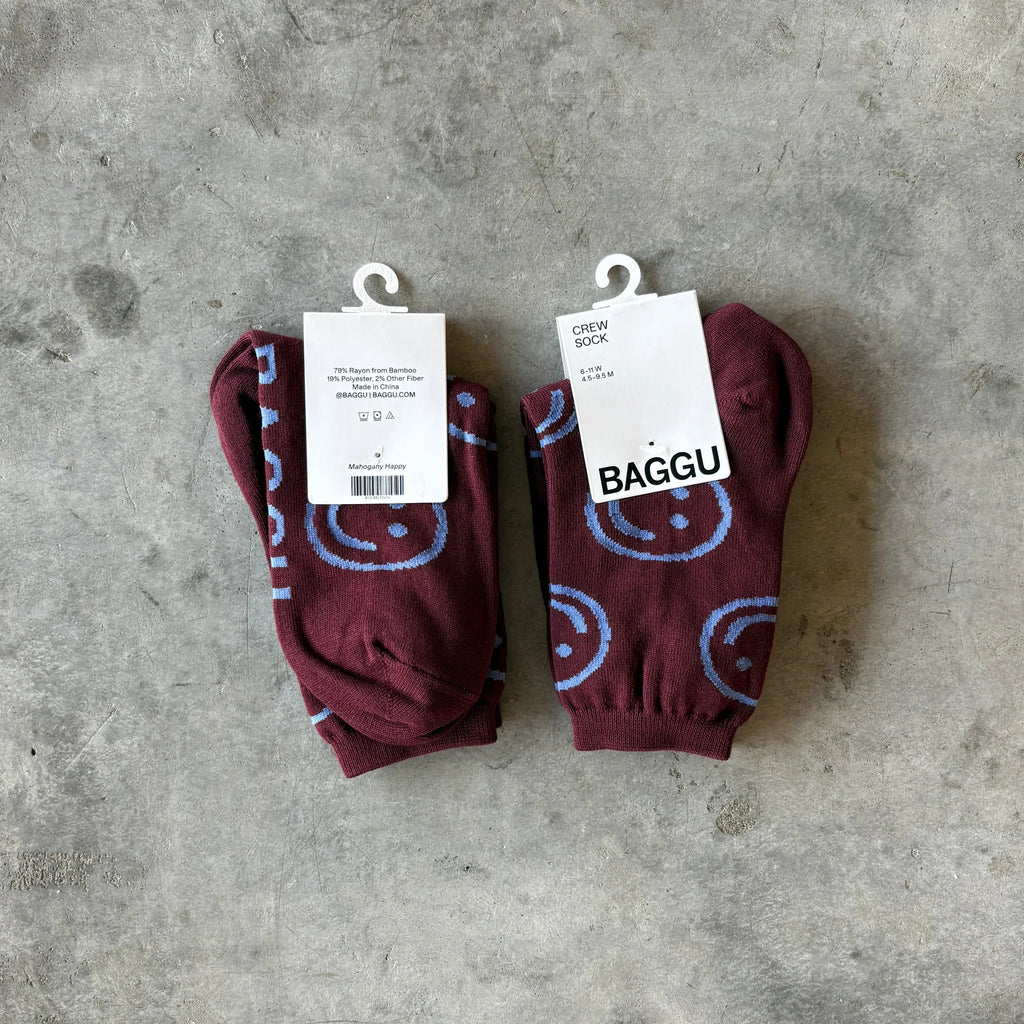 Baggu - Crew Sock - Mahogany Happy - Shop Duet