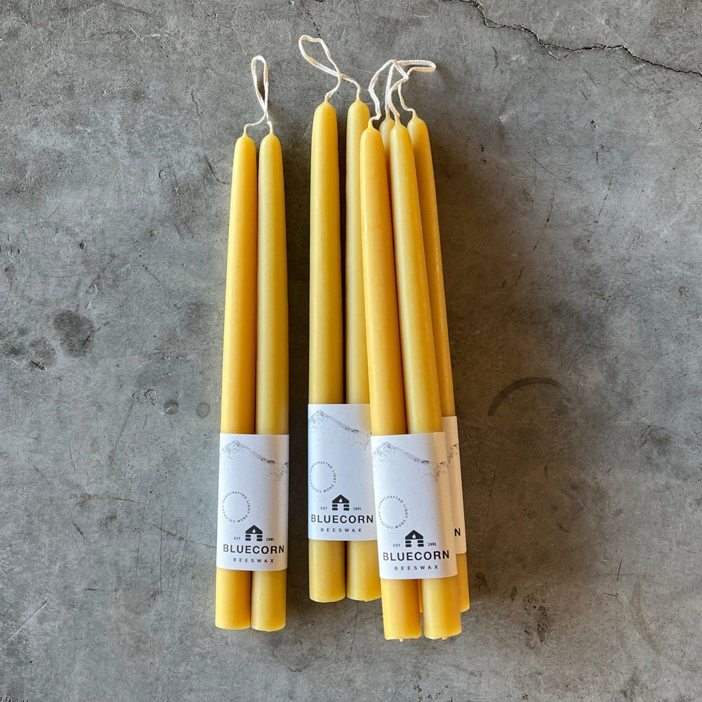 Bluecorn Candles - Hand-Dipped Beeswax Taper Candles - Shop Duet