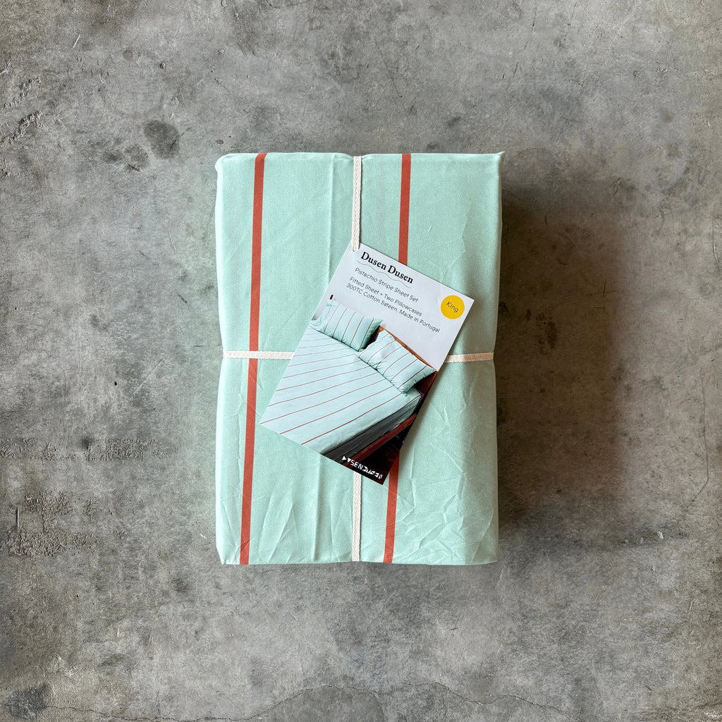 Dusen Dusen - Pistachio Stripe Sheet Set - Shop Duet