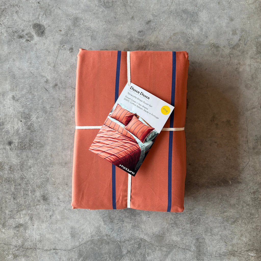 Dusen Dusen - Terracotta Stripe Duvet Set - Shop Duet