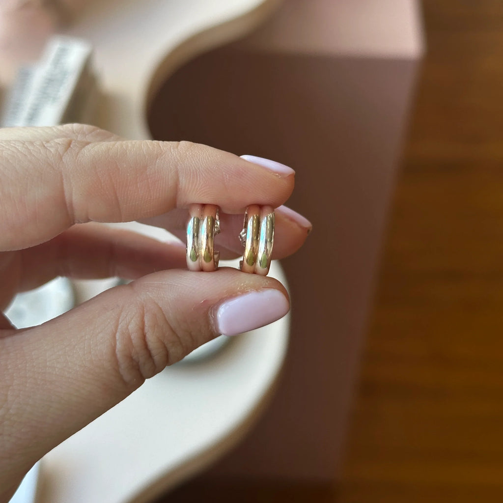 Gem & Blue - Mixed Metal Hoops - Shop Duet