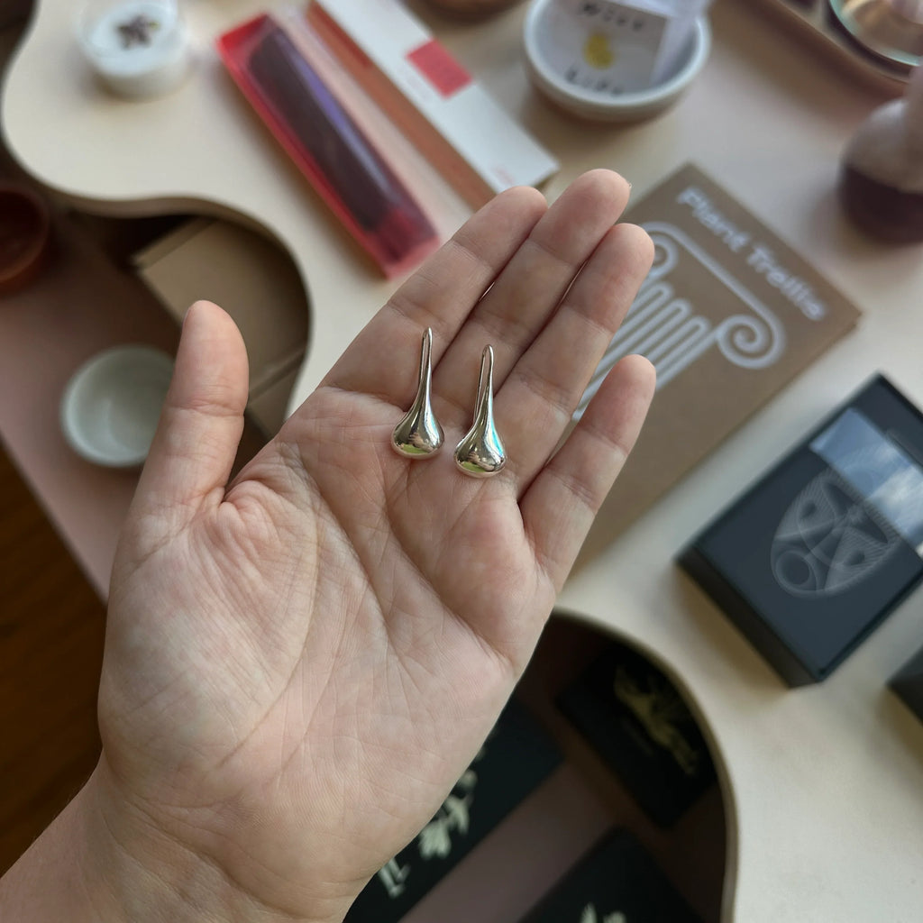 Gem & Blue - Silver Droplet Earrings - Shop Duet