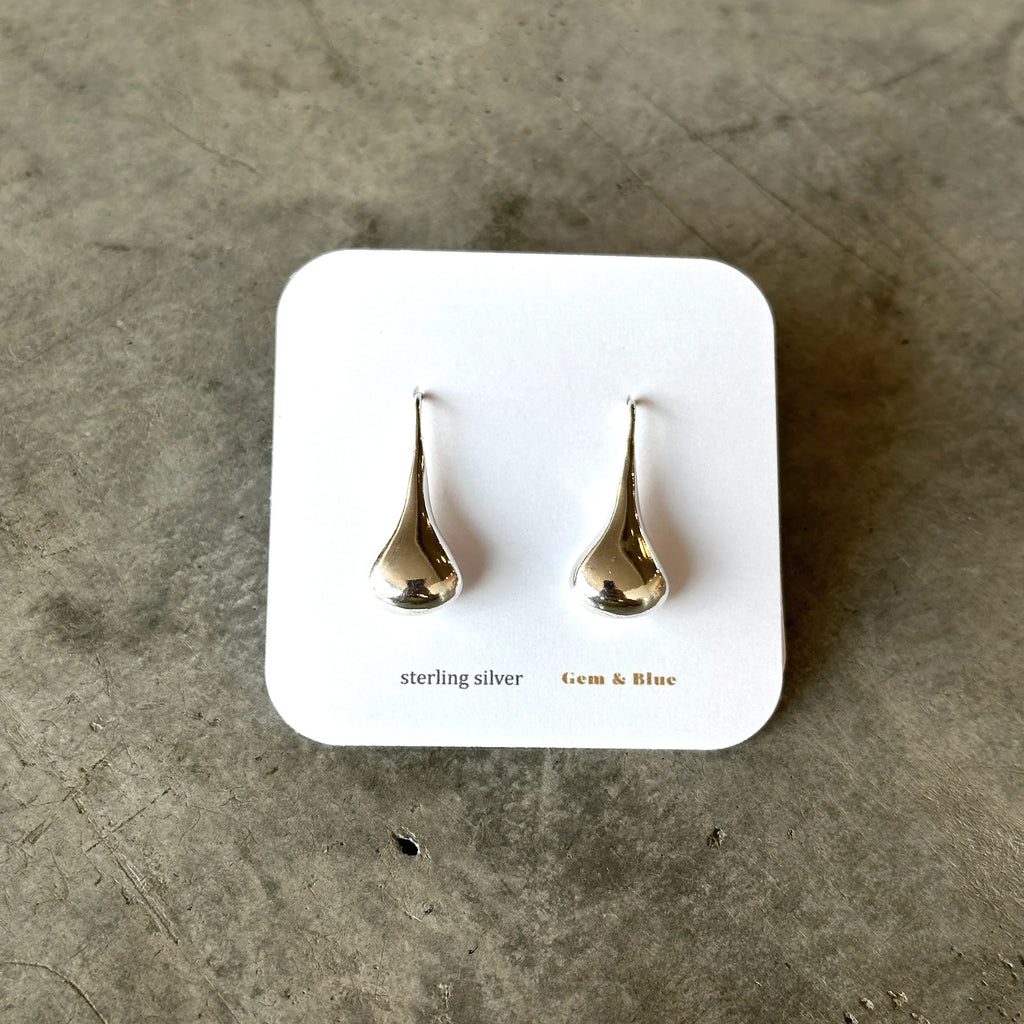 Gem & Blue - Silver Droplet Earrings - Shop Duet