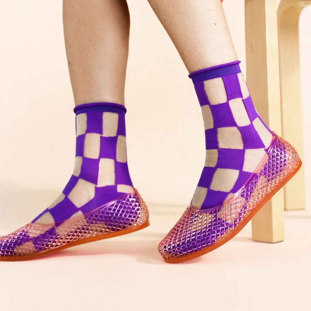 Hansel from Basel - Chucks Sheer Short Crew Sock - Purple - Shop Duet