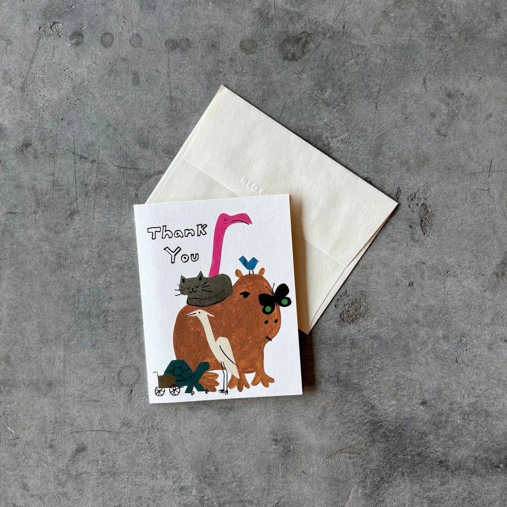Red Cap Cards - Capybara Friend Greeting Card - Shop Duet
