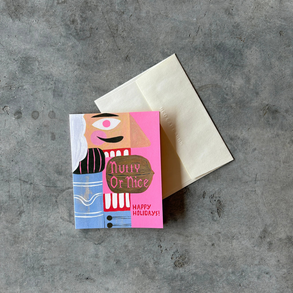 Red Cap Cards - Nutty or Nice Greeting Card - Shop Duet
