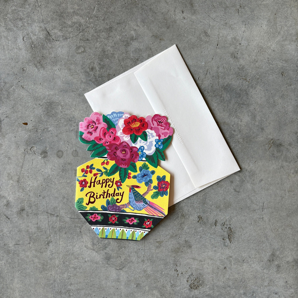 Red Cap Cards - Ornate Flower Vase Birthday Greeting Card - Shop Duet