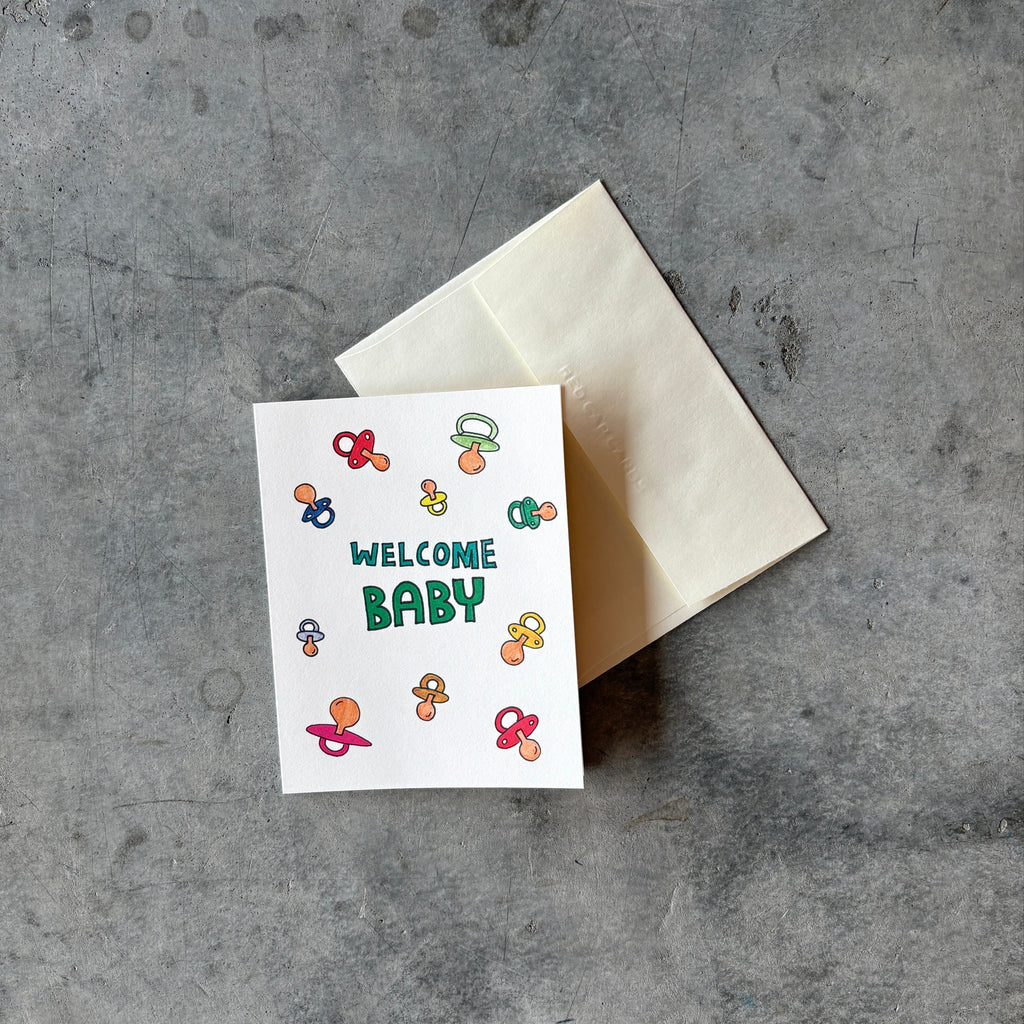 Red Cap Cards - Pacifier Baby Greeting Card - Shop Duet