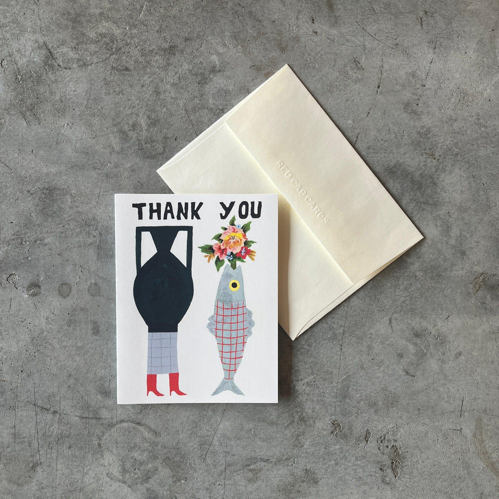Red Cap Cards - Vases Thank You Greeting Card - Shop Duet