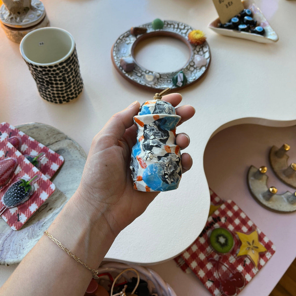 Small Ideas Studio - Stash Jar - White/Blue - Shop Duet