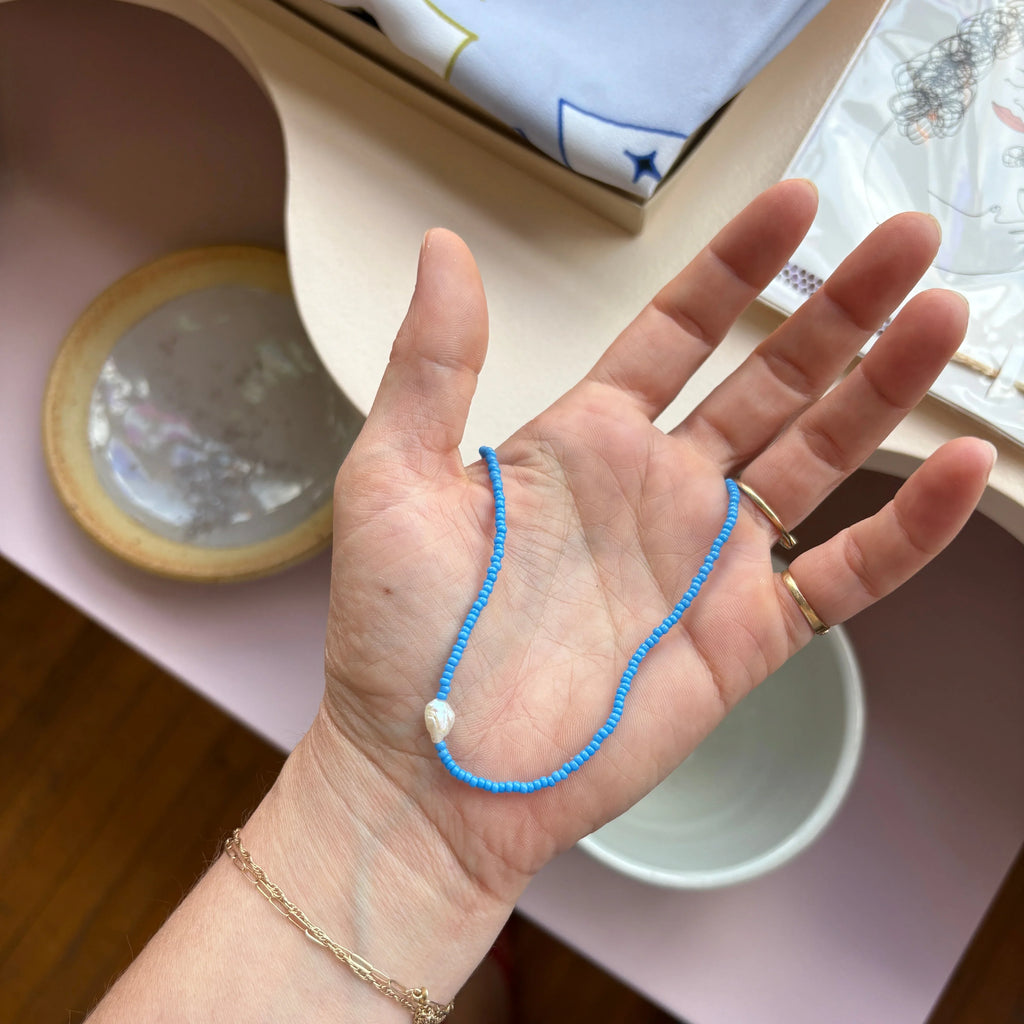 The Millhouse Collection - The Bright Blue Khadi Necklace - Shop Duet