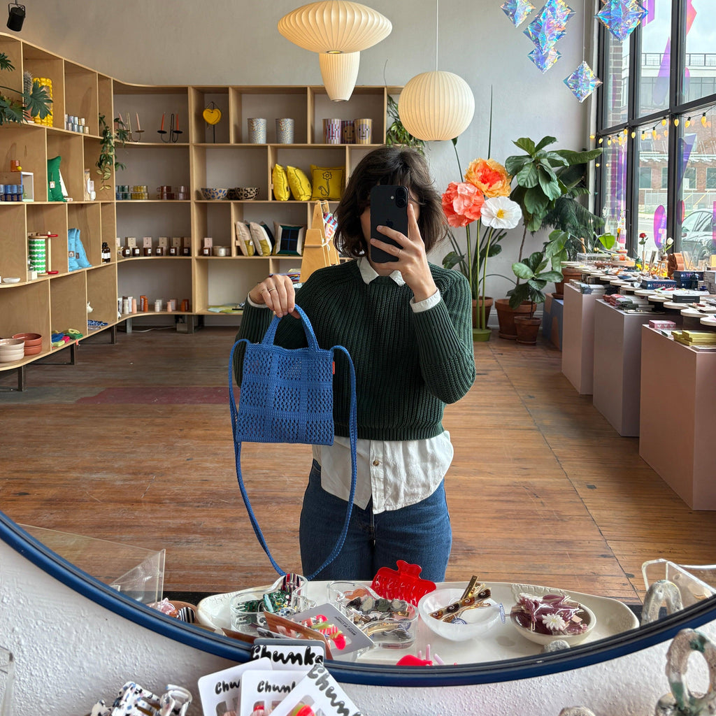 Verloop - Grid Raffia Mini Tote Bag - Shop Duet