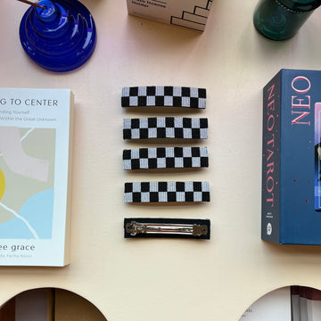 Winona Irene - Checkerboard Beaded French Barrette Clip - Shop Duet