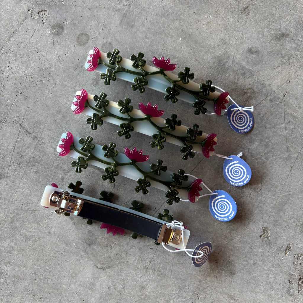 Winona Irene - Red Clover French Hair Barrette - Shop Duet