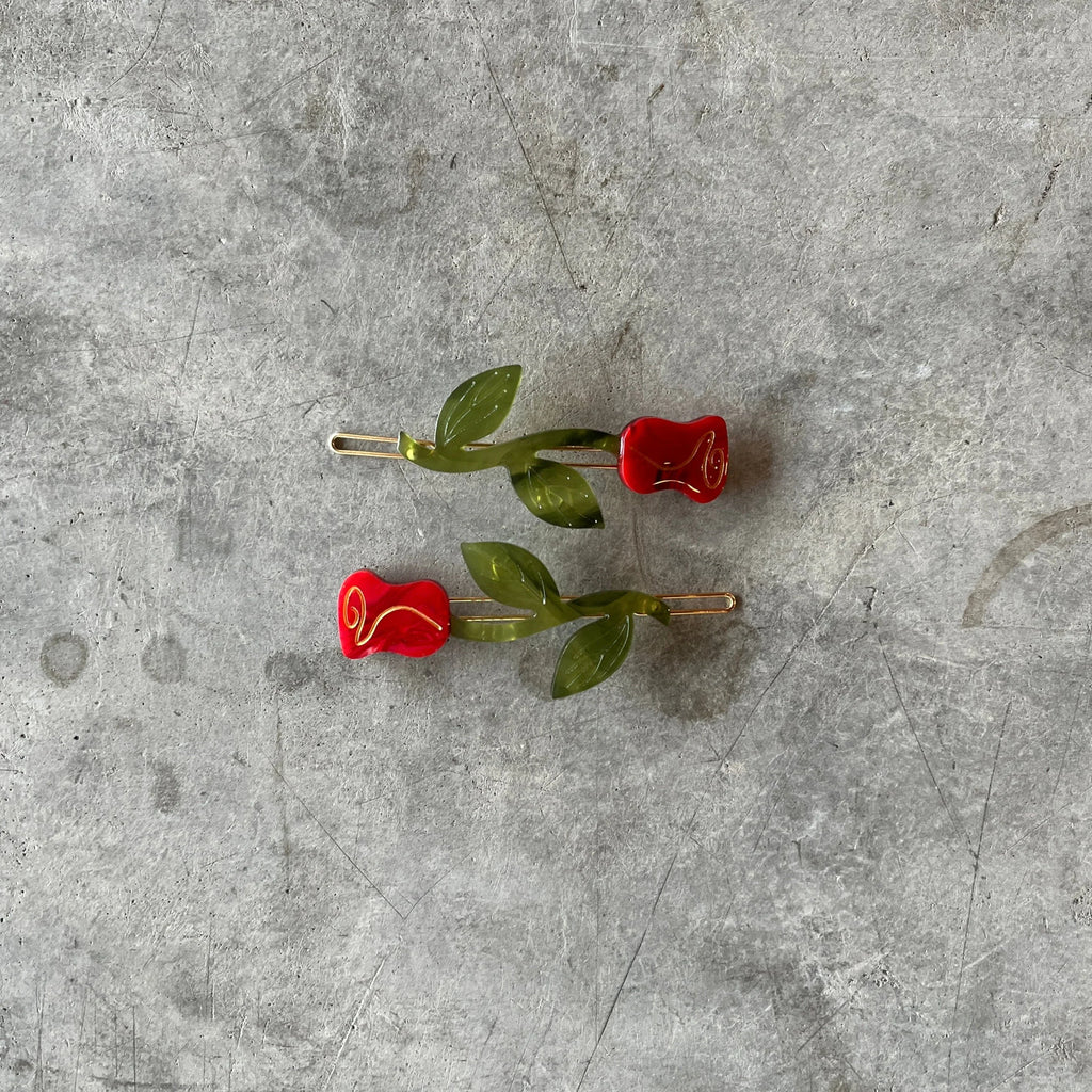 Winona Irene - Rose Hair Barrette Set - Shop Duet