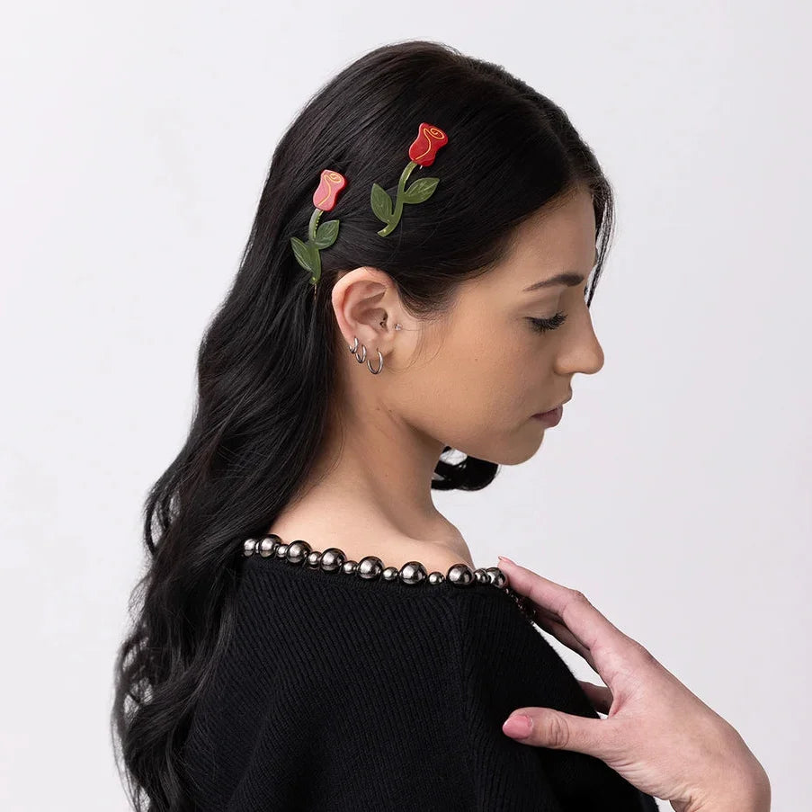 Winona Irene - Rose Hair Barrette Set - Shop Duet