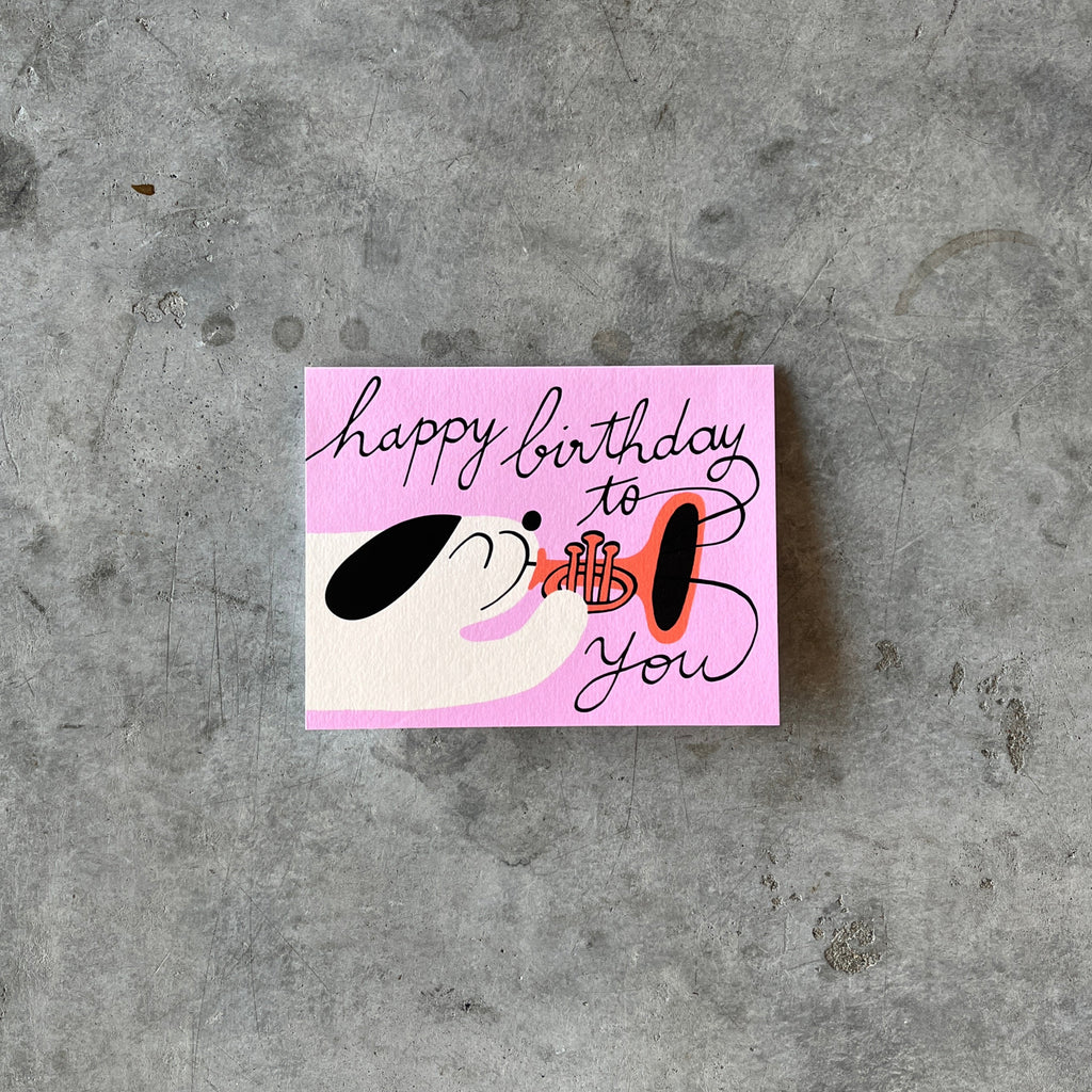 Wrap Magazine - 'Happy Birthday To You Dog & Trumpet' Birthday Card - Shop Duet