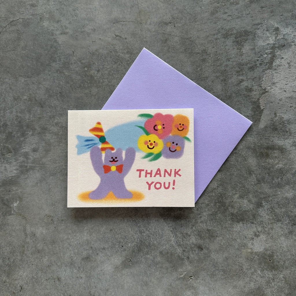 Wrap Magazine - 'Thank you Cat & Flowers' Greeting Card - Shop Duet