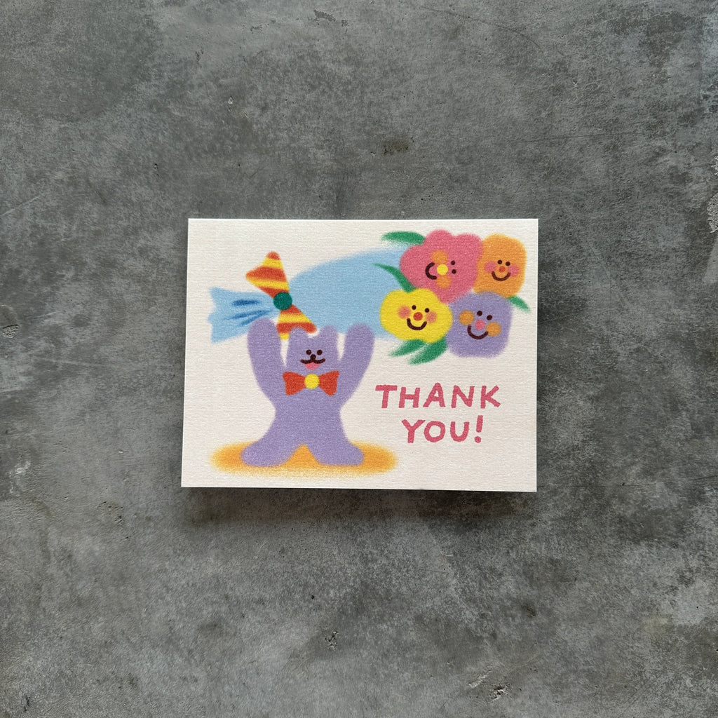 Wrap Magazine - 'Thank you Cat & Flowers' Greeting Card - Shop Duet